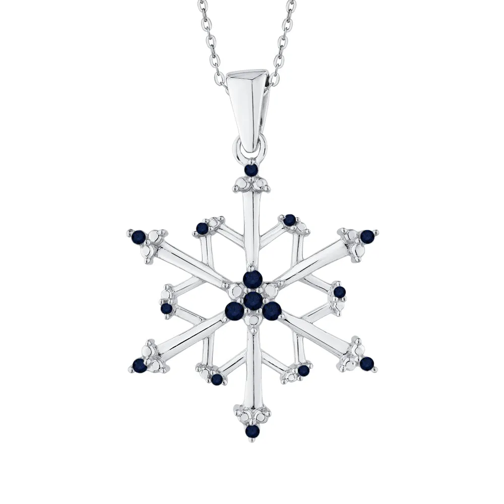 KATARINA 4 1/20 cttw Natural Gemstone Floral Snowflake Pendant Necklace