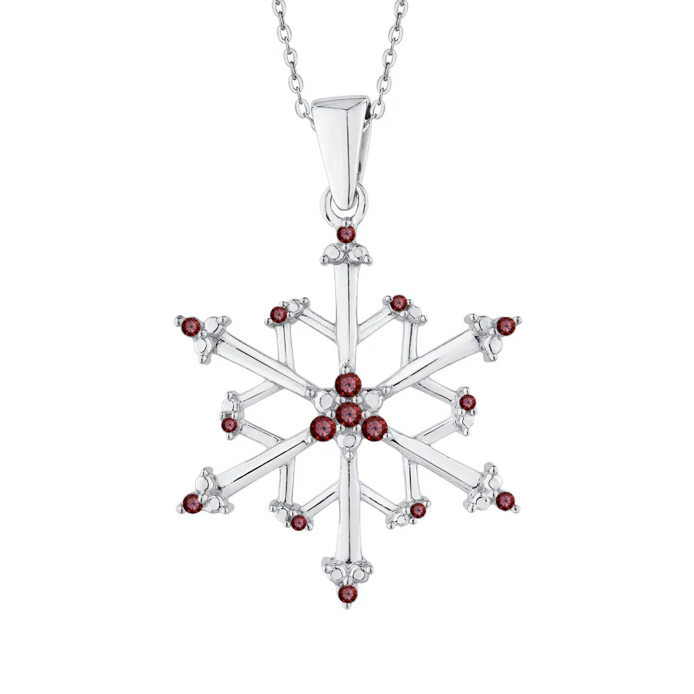 KATARINA 4 1/20 cttw Natural Gemstone Floral Snowflake Pendant Necklace