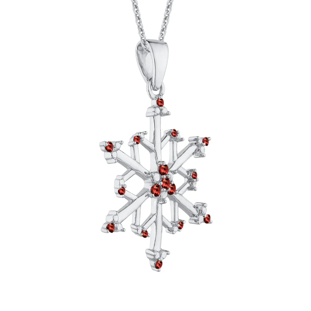 KATARINA 4 1/20 cttw Natural Gemstone Floral Snowflake Pendant Necklace