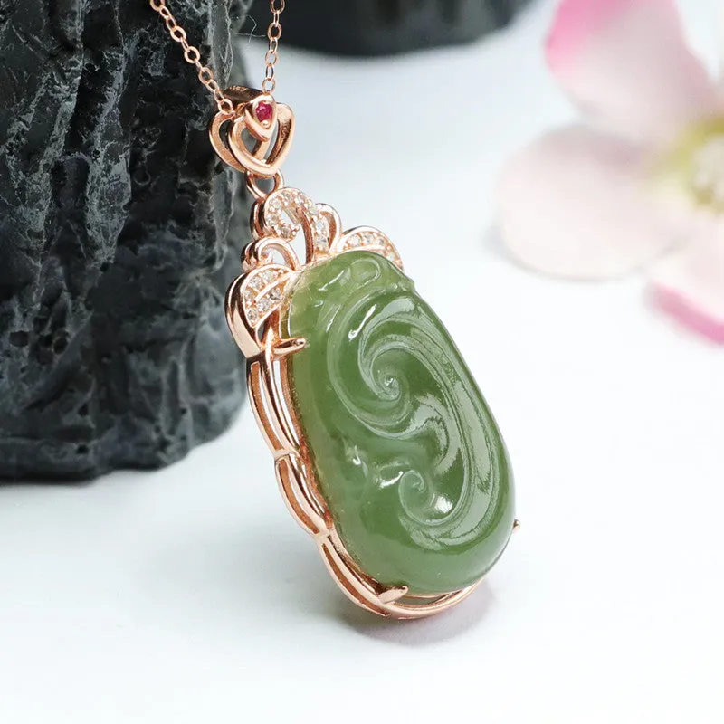 Lake Green Jade Zircon Necklace - Sterling Silver Jewelry