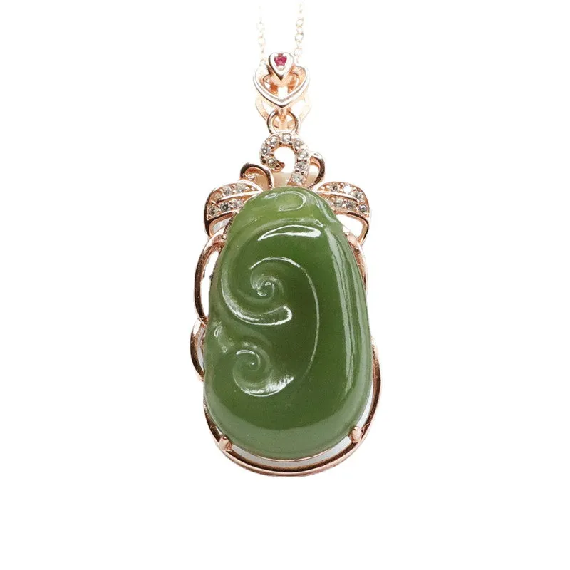 Lake Green Jade Zircon Necklace - Sterling Silver Jewelry