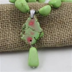 Lime Green Gemstone Nugget Necklace with Pendant