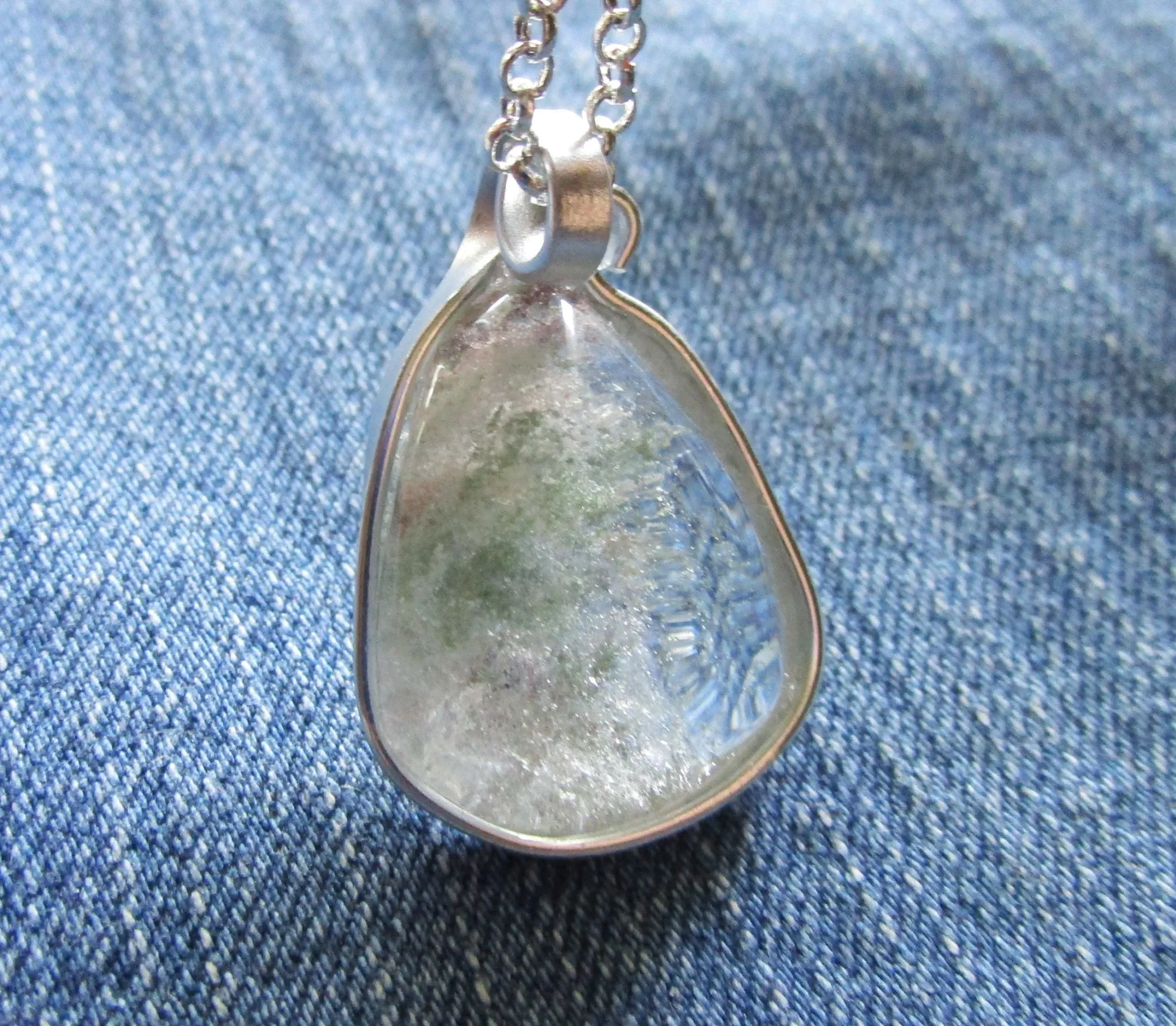 Lodolite Scenic Quartz Natural Crystal Pendant Necklace