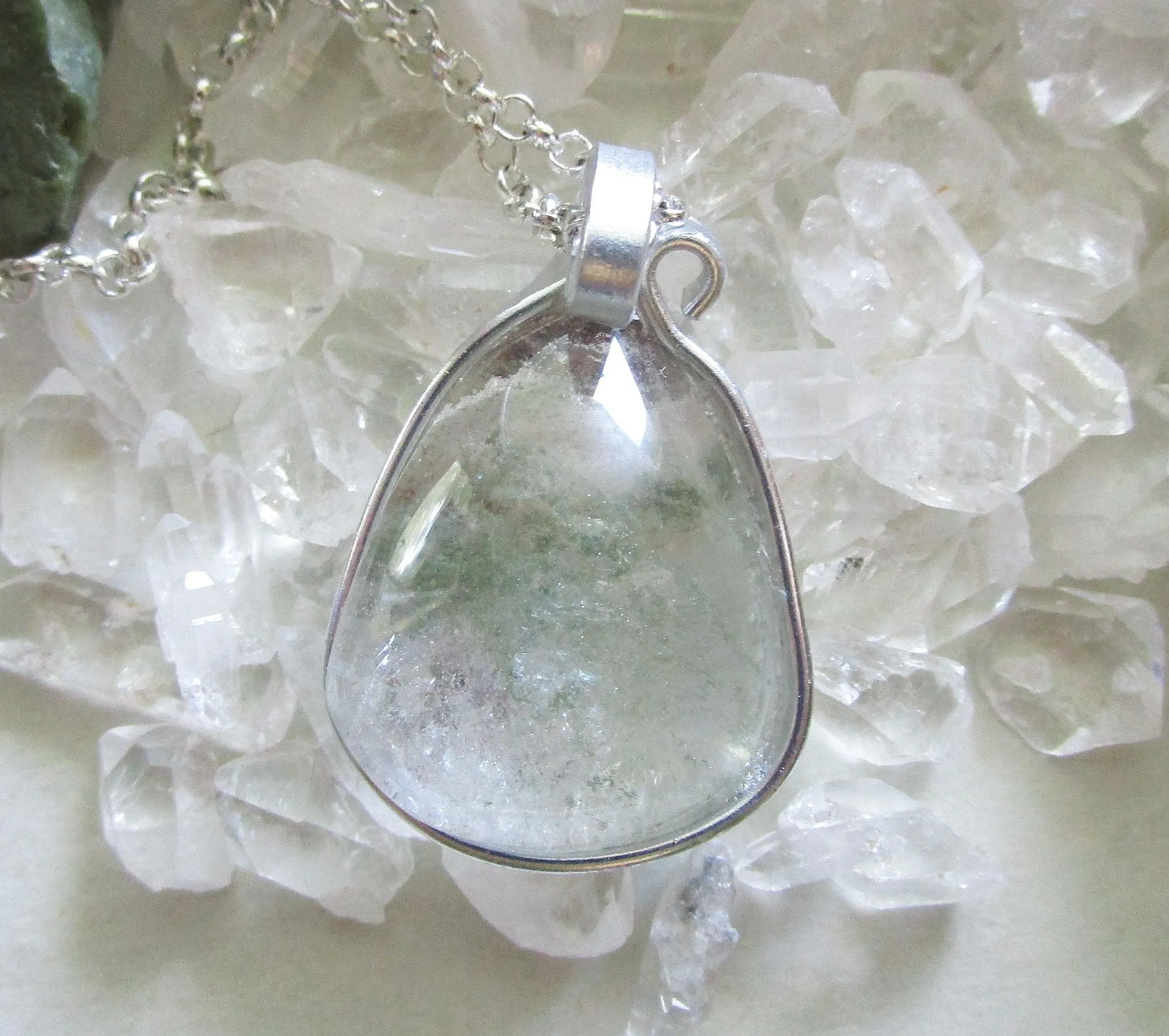 Lodolite Scenic Quartz Natural Crystal Pendant Necklace