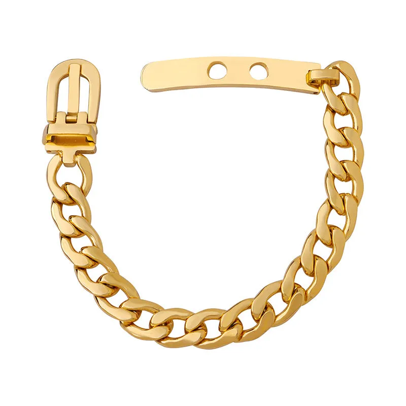 Luxurious 18k Gold Plated Bracelet with Thick Chain Design