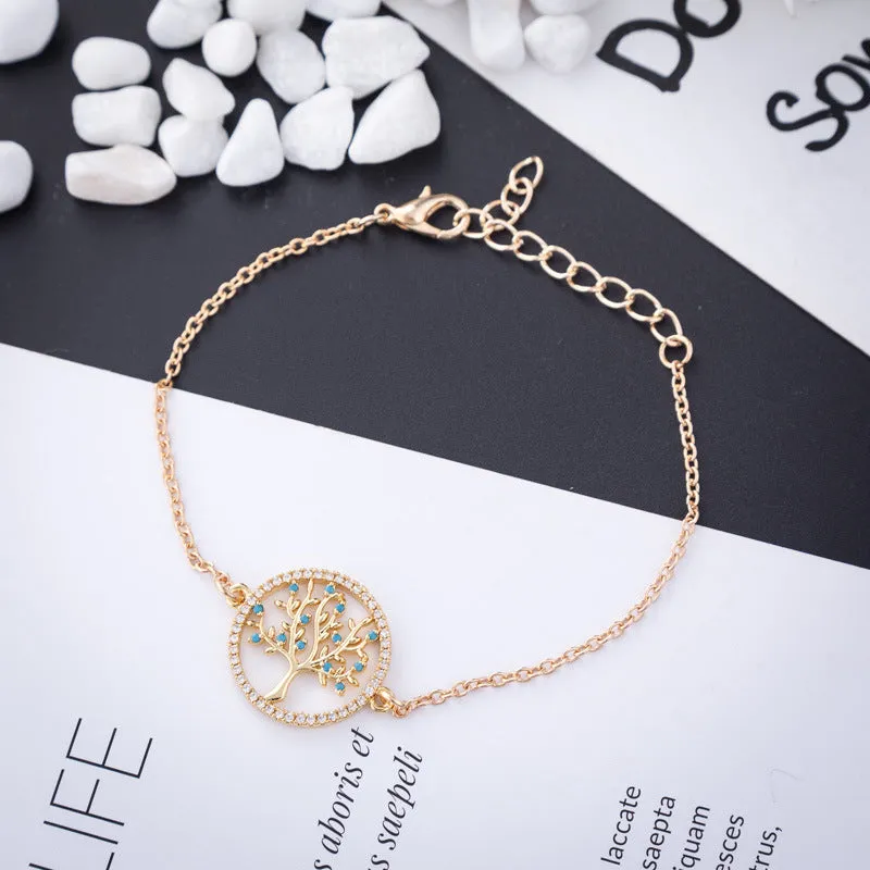 Luxury Micro-inlaid Zircon Crystal Tree Of Life Bracelet Bracelet