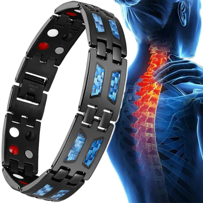 Magnetic Health Carbon Steel Bracelet for Men Carbon Fiber Germanium Magnetic Bangles Health Care Arthritis Pain Relief Jewelry