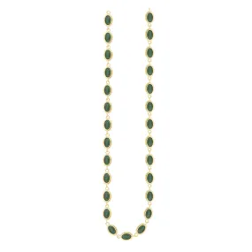 Malachite Cabochon Gold Oval Link Necklace