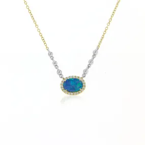 Meira T Australian Opal and Diamonds Bezel Necklace