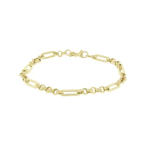 Melrose Gold Paper Clip and Round Link Chain Bracelet