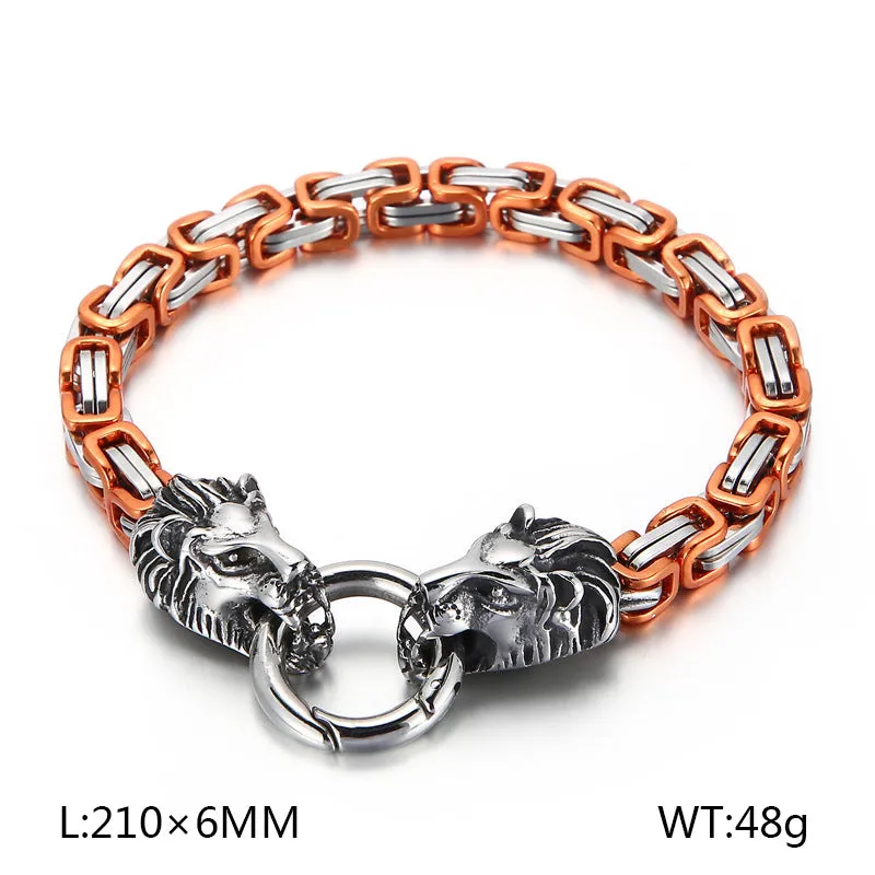 Men's Personalized Emperor Chain Bracelet with Lion Head in Titanium Steel - Stylish Cross-Border Accessory