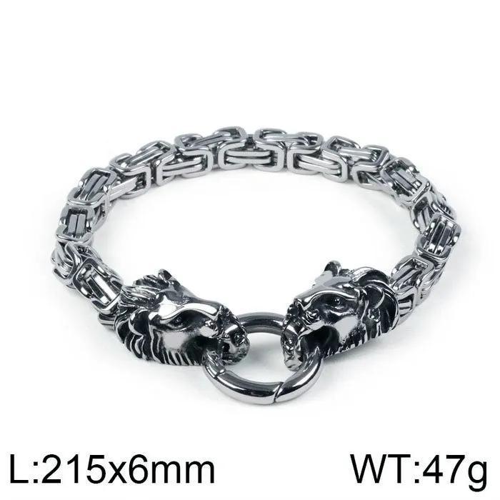 Men's Personalized Emperor Chain Bracelet with Lion Head in Titanium Steel - Stylish Cross-Border Accessory