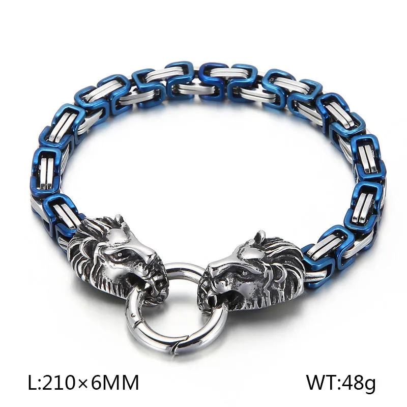 Men's Personalized Emperor Chain Bracelet with Lion Head in Titanium Steel - Stylish Cross-Border Accessory