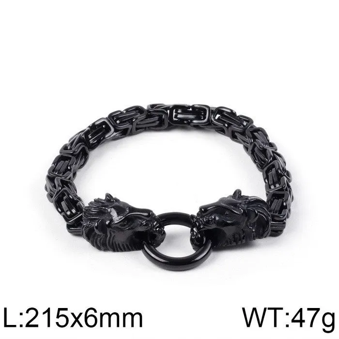 Men's Personalized Emperor Chain Bracelet with Lion Head in Titanium Steel - Stylish Cross-Border Accessory