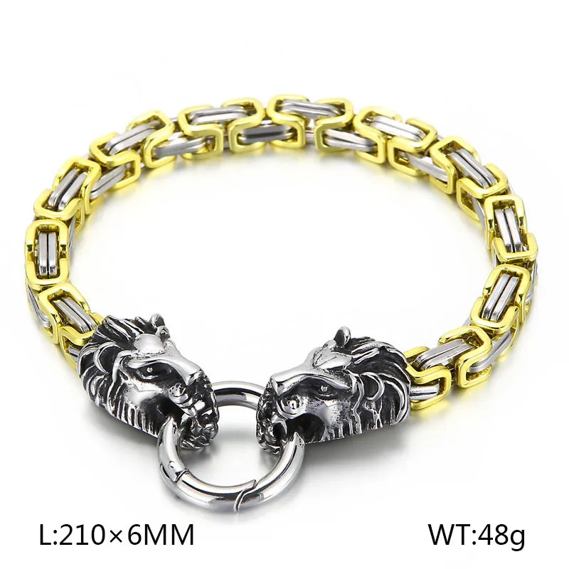 Men's Personalized Emperor Chain Bracelet with Lion Head in Titanium Steel - Stylish Cross-Border Accessory