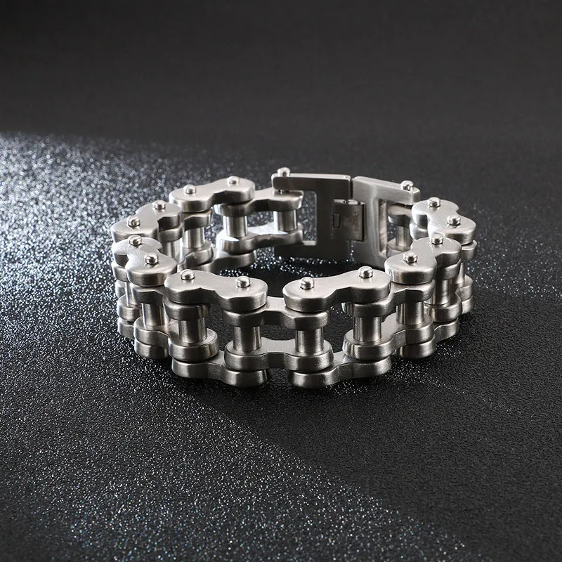 Men's Punk Fashion Stainless Steel Bicycle Bracelet - Dominant Titanium Steel Locomotive Chain Jewelry