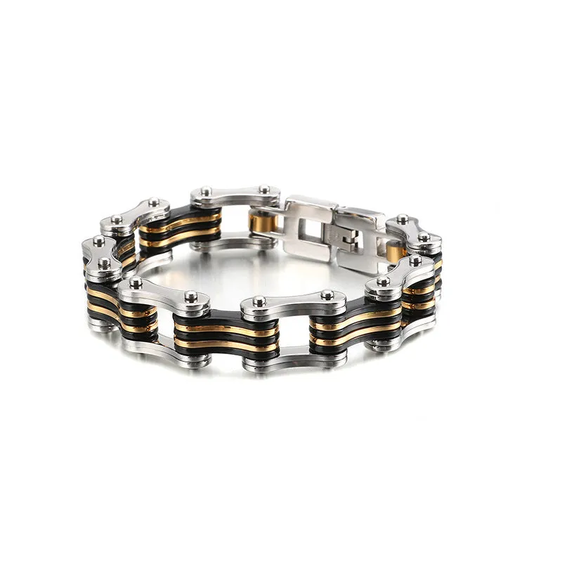 Men's Punk Fashion Stainless Steel Bicycle Bracelet - Dominant Titanium Steel Locomotive Chain Jewelry