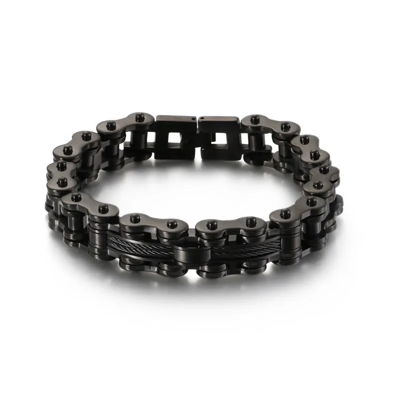 Men's Rock-Style Titanium Steel Bracelet with Locomotive Chain Design