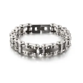 Men's Rock-Style Titanium Steel Bracelet with Locomotive Chain Design