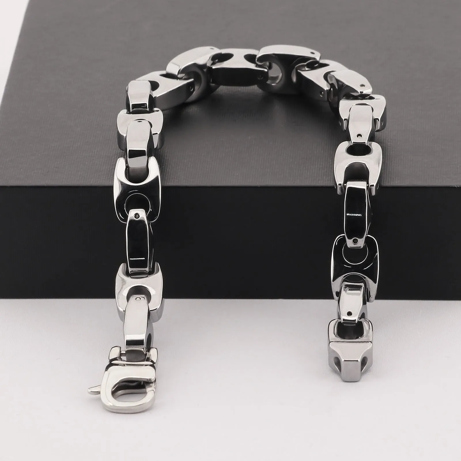 Men's Titanium Stainless Steel Bracelet – Unique Chain Link Design, Hypoallergenic and Durable for Everyday Wear