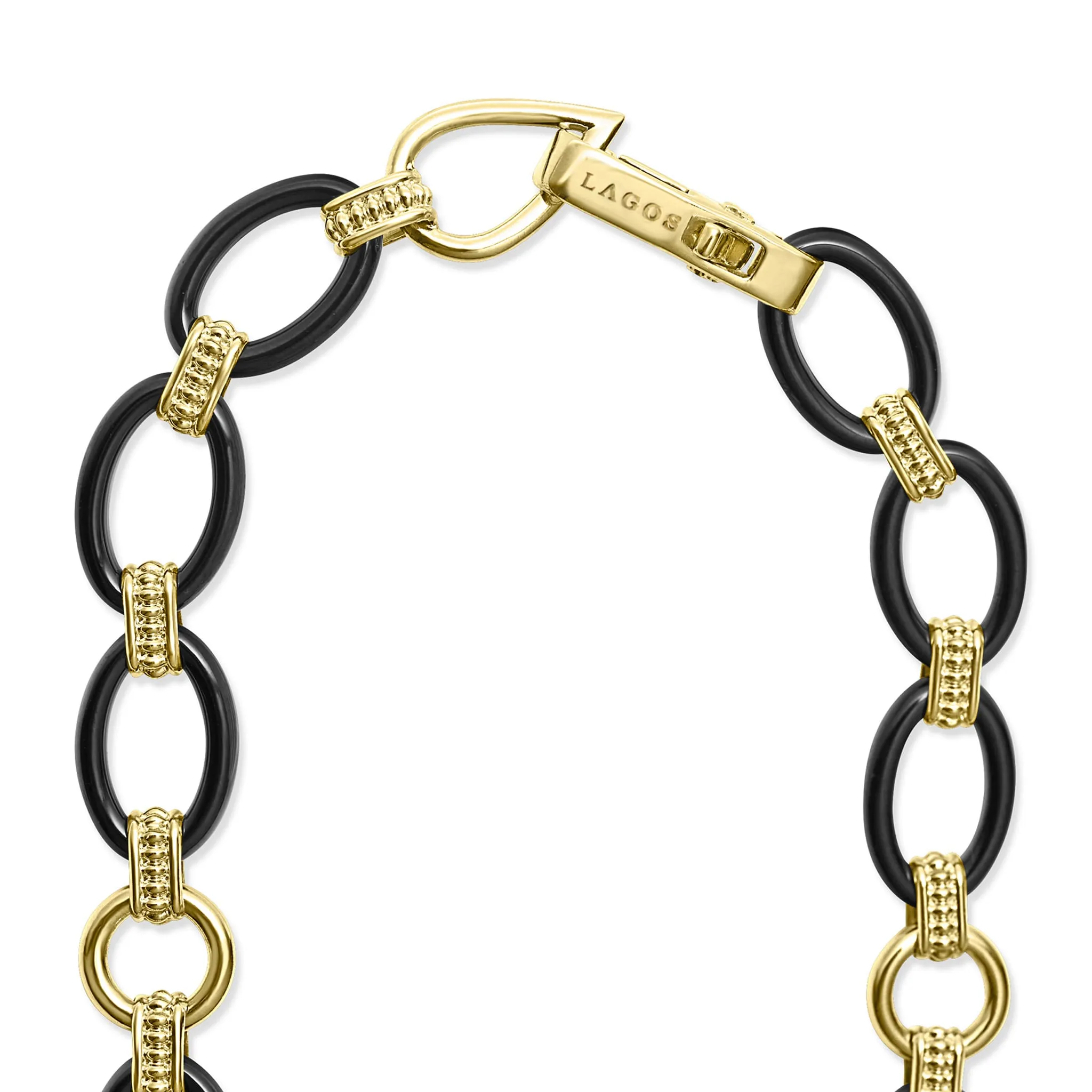 Meridian 18K Gold and Black Ceramic Link Necklace | 10mm