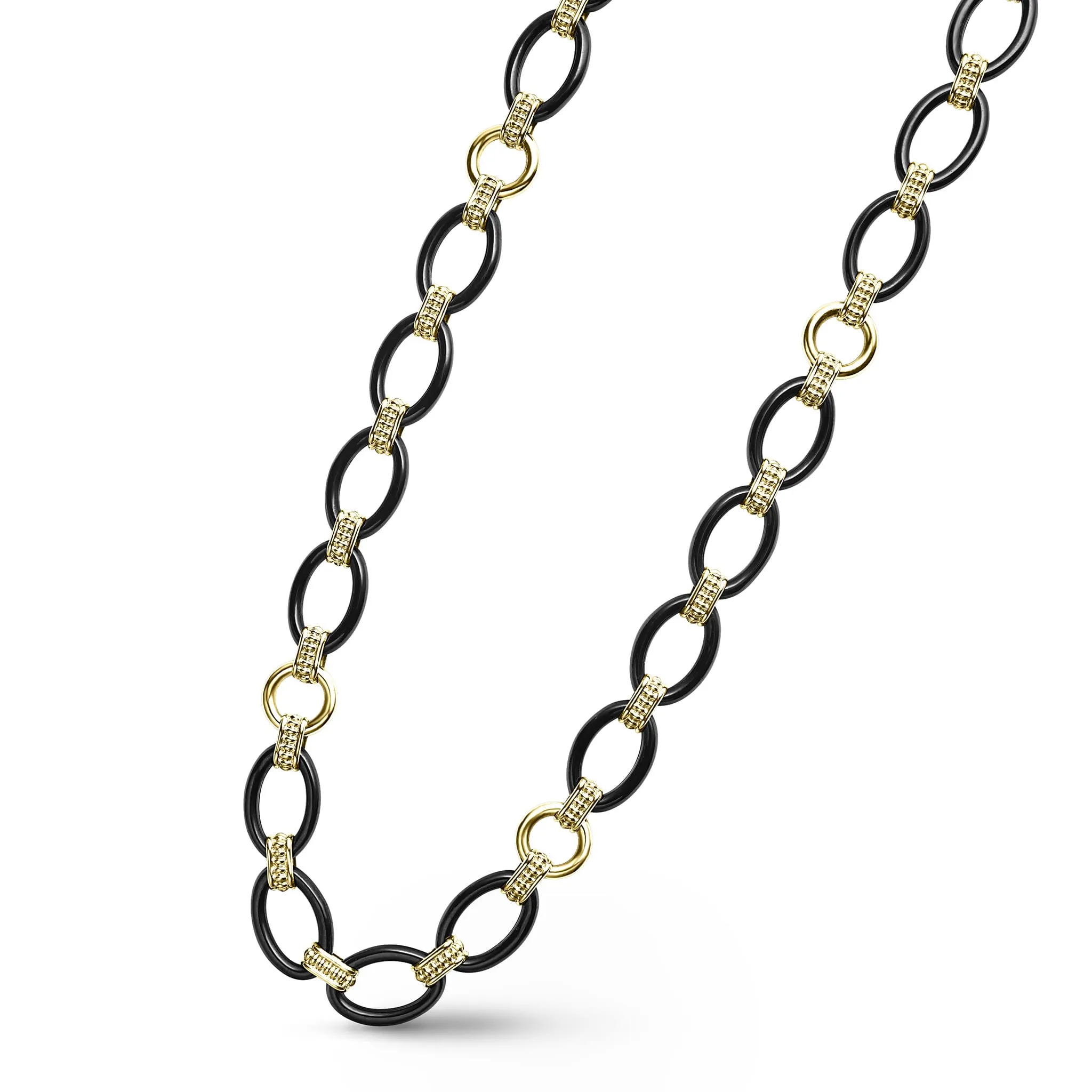 Meridian 18K Gold and Black Ceramic Link Necklace | 10mm