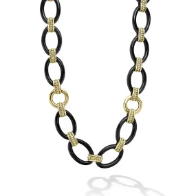 Meridian 18K Gold and Black Ceramic Link Necklace | 10mm