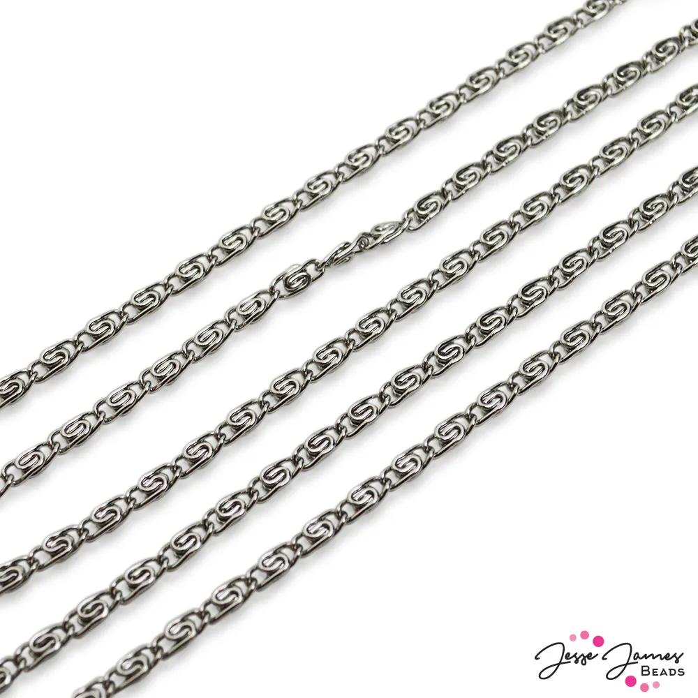 Metal Chain in Silver Interlocked