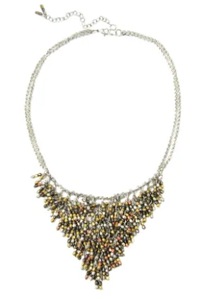 Metallic Fringe Bib Necklace