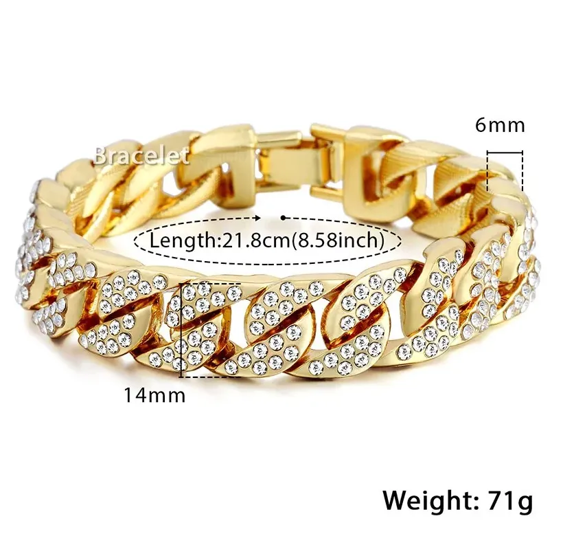 Miami Curb Cuban Chain Bracelet For Men Gold