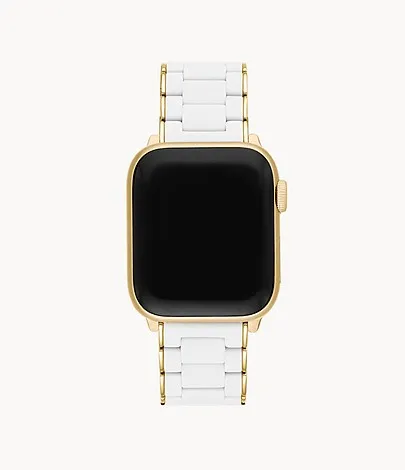 Michele White and Gold Tone Silicone Wrapped Bracelet Band For Apple Watch®