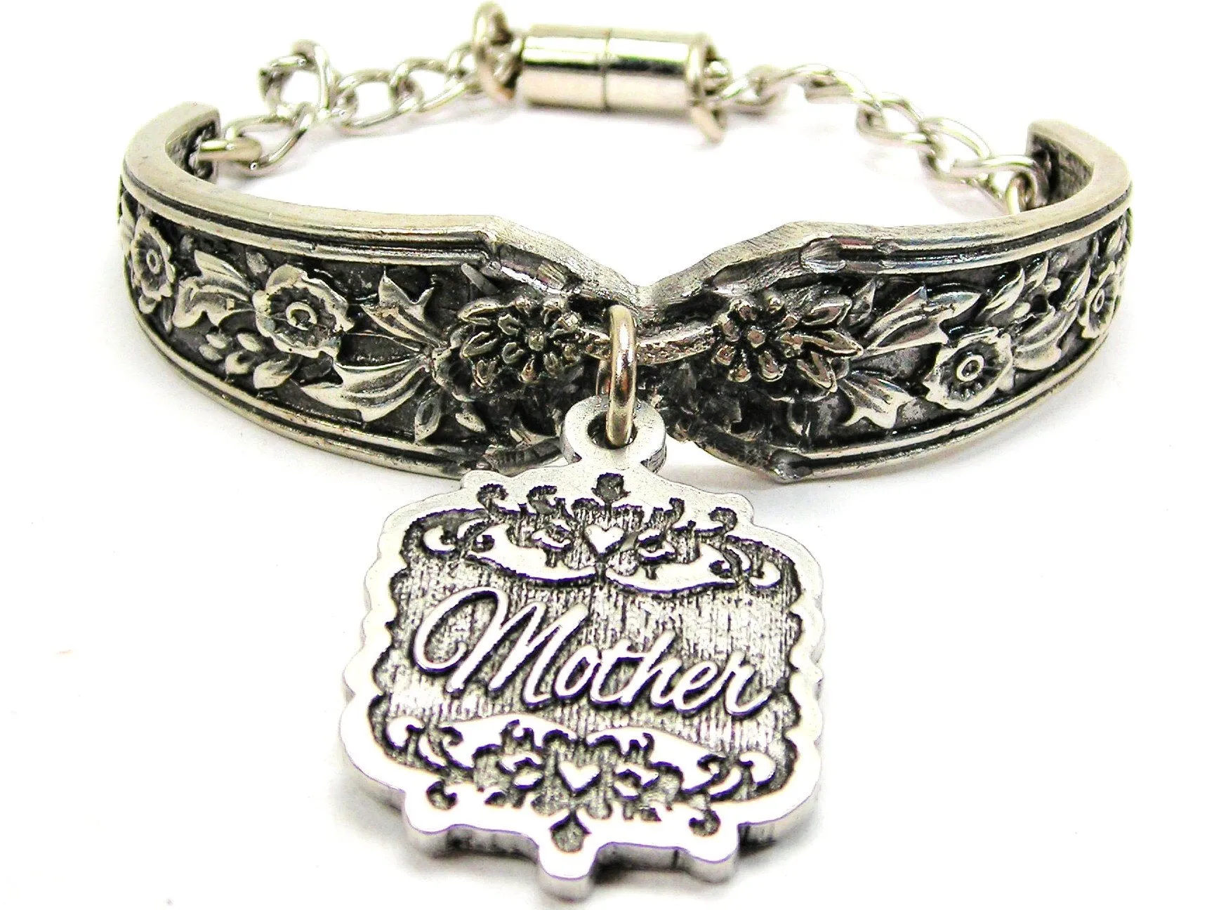 Mother Victorian Scroll Vintage Spoon Chain Bracelet