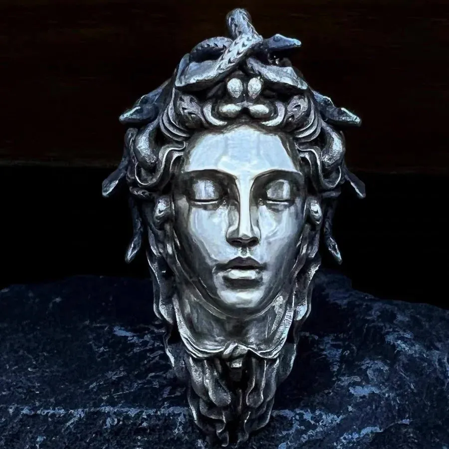 Mysteries Ancient Greek Medusa Head Handcrafted 925 Sterling Silver Pendant For Protection