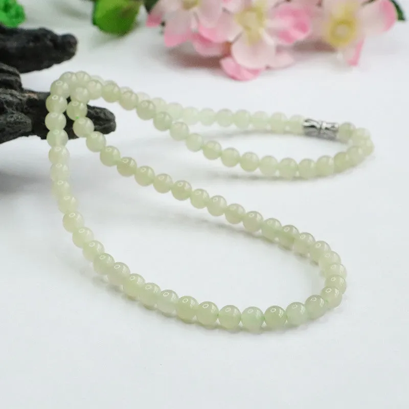 Natural Hetian, Ice Jade, Necklace Beads Jewelry