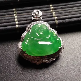 Natural Jade Pendant Jadeite Gold Buddha Pendant PT409