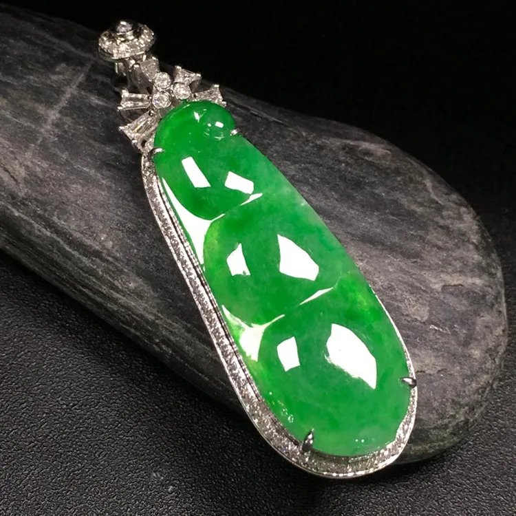 Natural Jade Pendant Jadeite Gold Pendant PT337