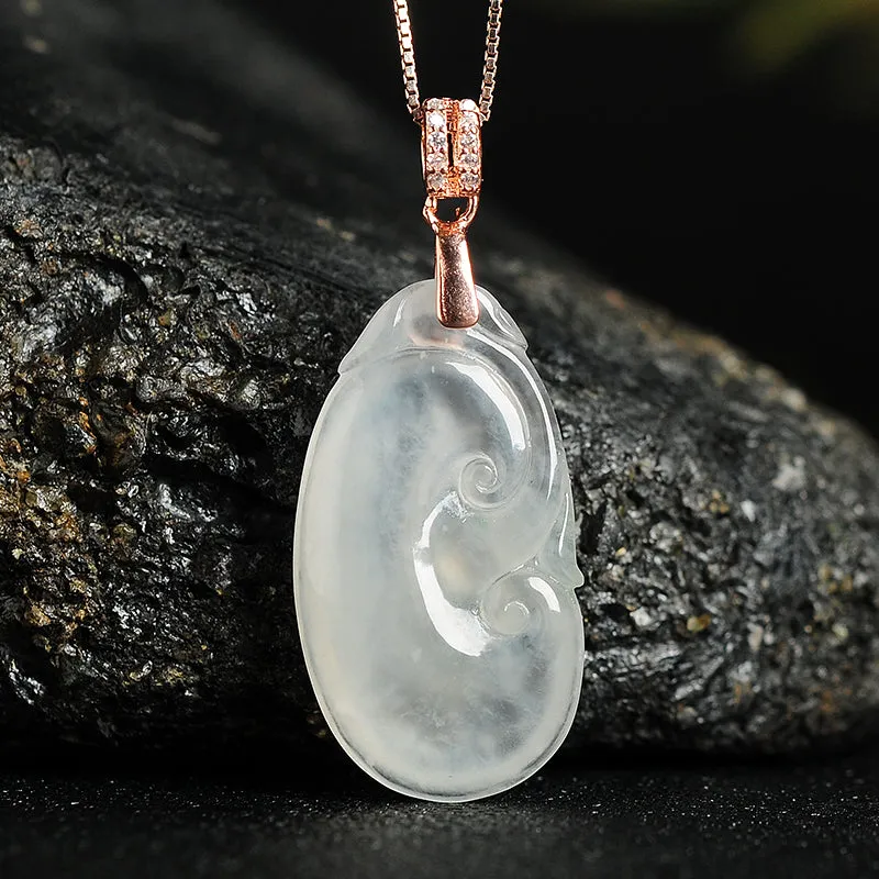 Natural Jade Pendant Jadeite Gold Ruyi Pendant PT109