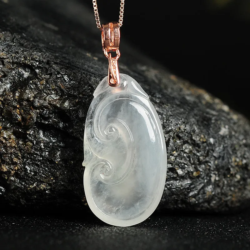 Natural Jade Pendant Jadeite Gold Ruyi Pendant PT109