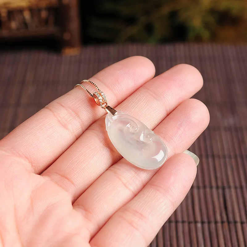 Natural Jade Pendant Jadeite Gold Ruyi Pendant PT109