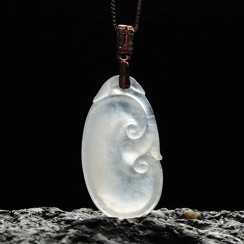 Natural Jade Pendant Jadeite Gold Ruyi Pendant PT109