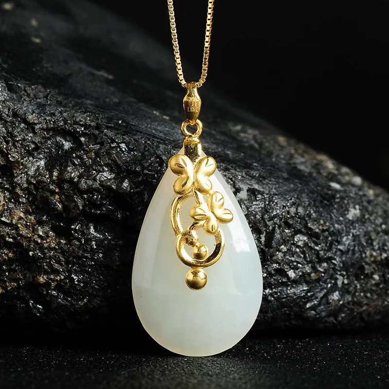 Natural Jade Pendant Nephrite Gold Pendant PT133