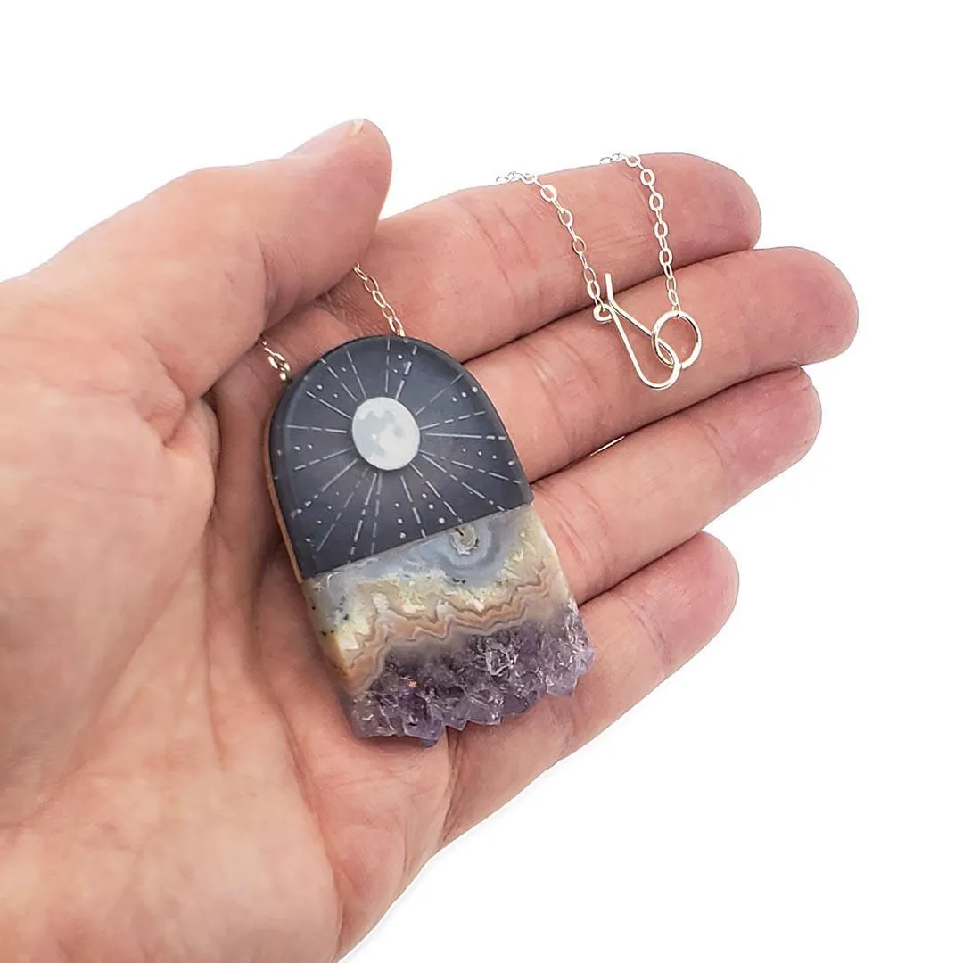 Necklace - Moon Rays Amethyst Jasper Crystal by Fernworks