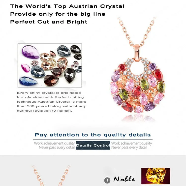 New Brand 18K Rose Golden Plated Luxury Necklaces & Pendants Inlay Multi Color AAA Swiss Cubic Zircon