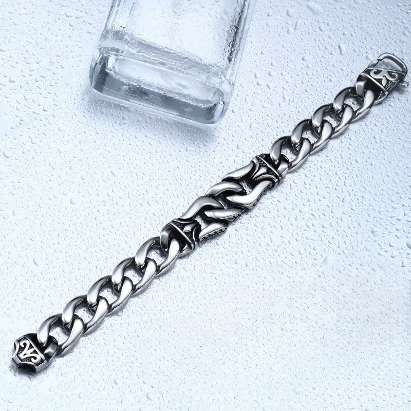 Nordic Viking-Inspired Men's Titanium Steel Bracelet – Wholesale European & American Jewelry