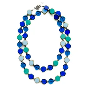 Ocean Mix 38" Long Circle Glass Beaded Necklace