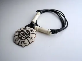 Om Mani Mantra and Endless Knot Bone Necklace