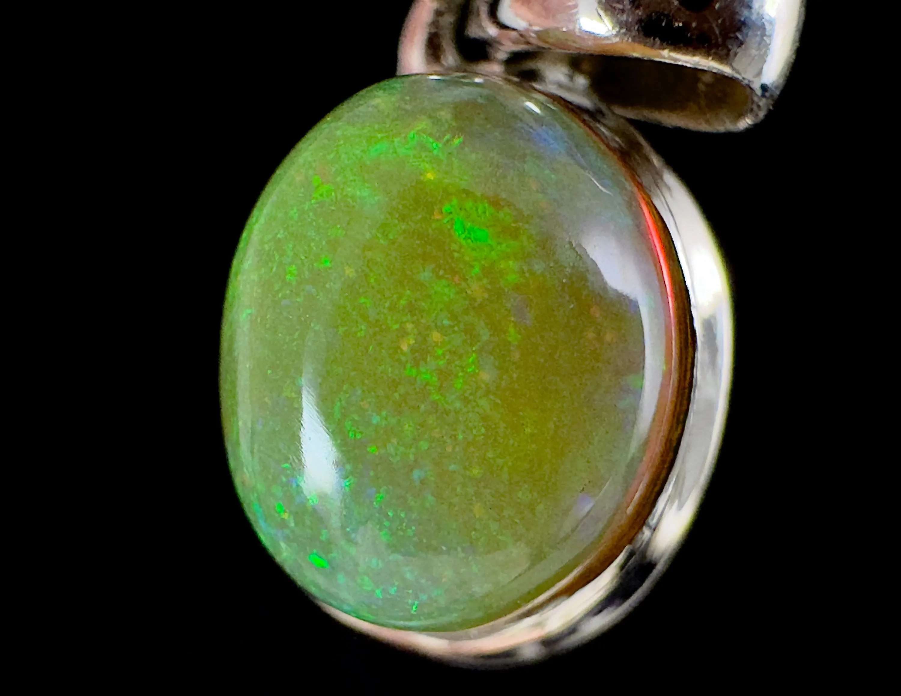 OPAL Pendant - Pinfire, Sterling Silver - Birthstone Jewelry, Opal Cabochon Necklace, Welo Opal, 54380