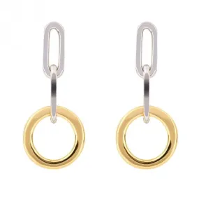 Open Circle Chain Link Yellow Gold Plating Drop Earrings E6223