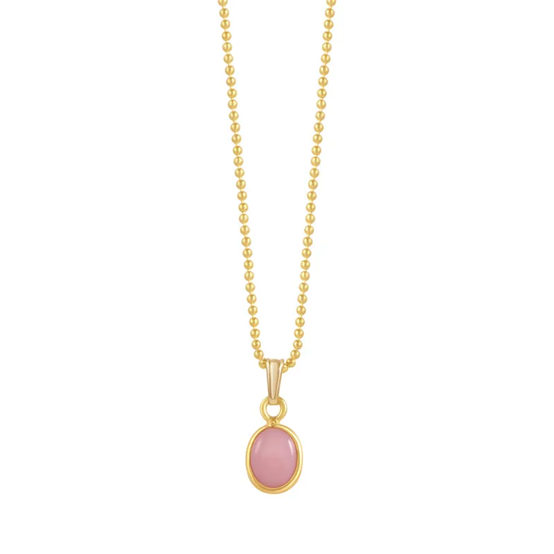 OVAL PINK OPAL NECKLACE