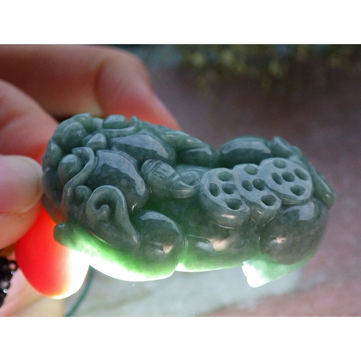 Pair Certified Green Natural A Jade Jadeite Pendant Dragon Pi Xiu Necklace